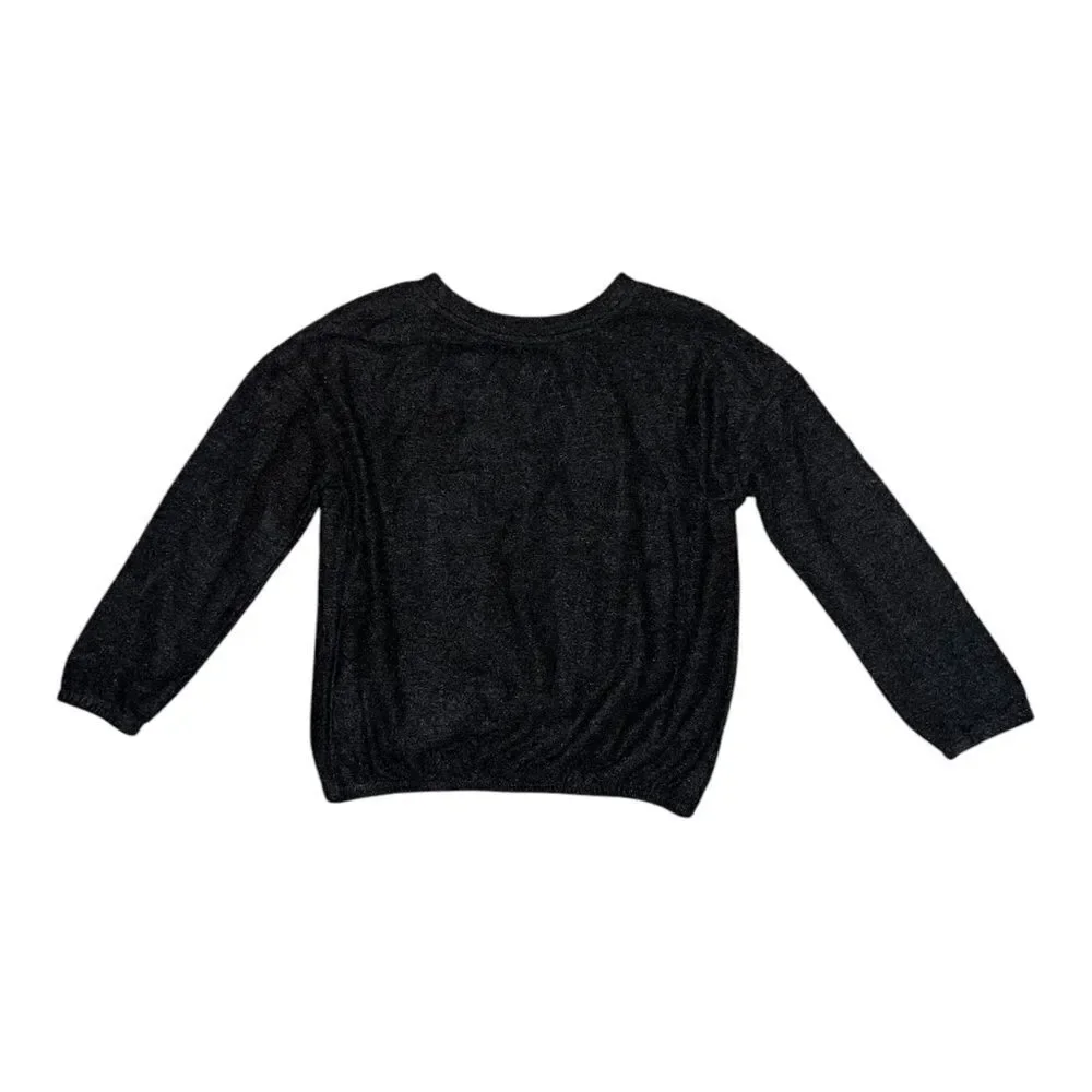 Gymboree Girls Gray Sweater Tight Knit Rose Gold Graphic Soft Small NWT
